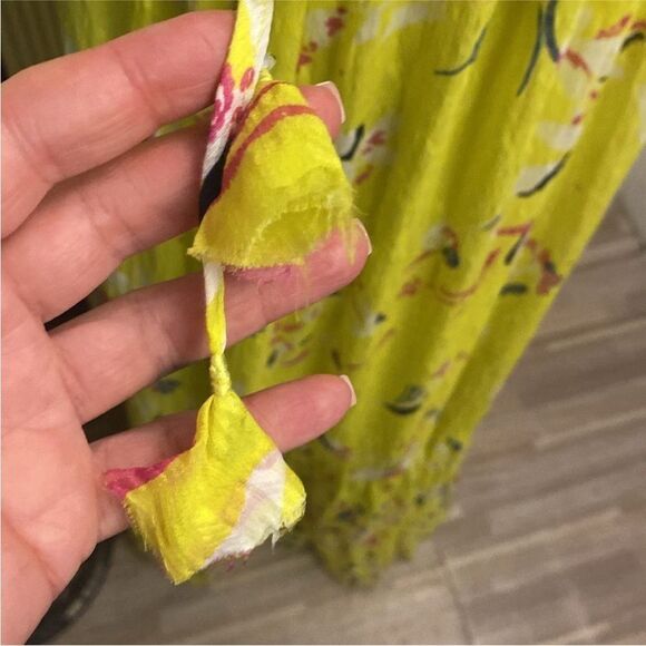 Tanya Taylor silk/cotton Yellow V-Neck Sleeveless Maxi  eyelet Sundress, US4 - Picture 7 of 14